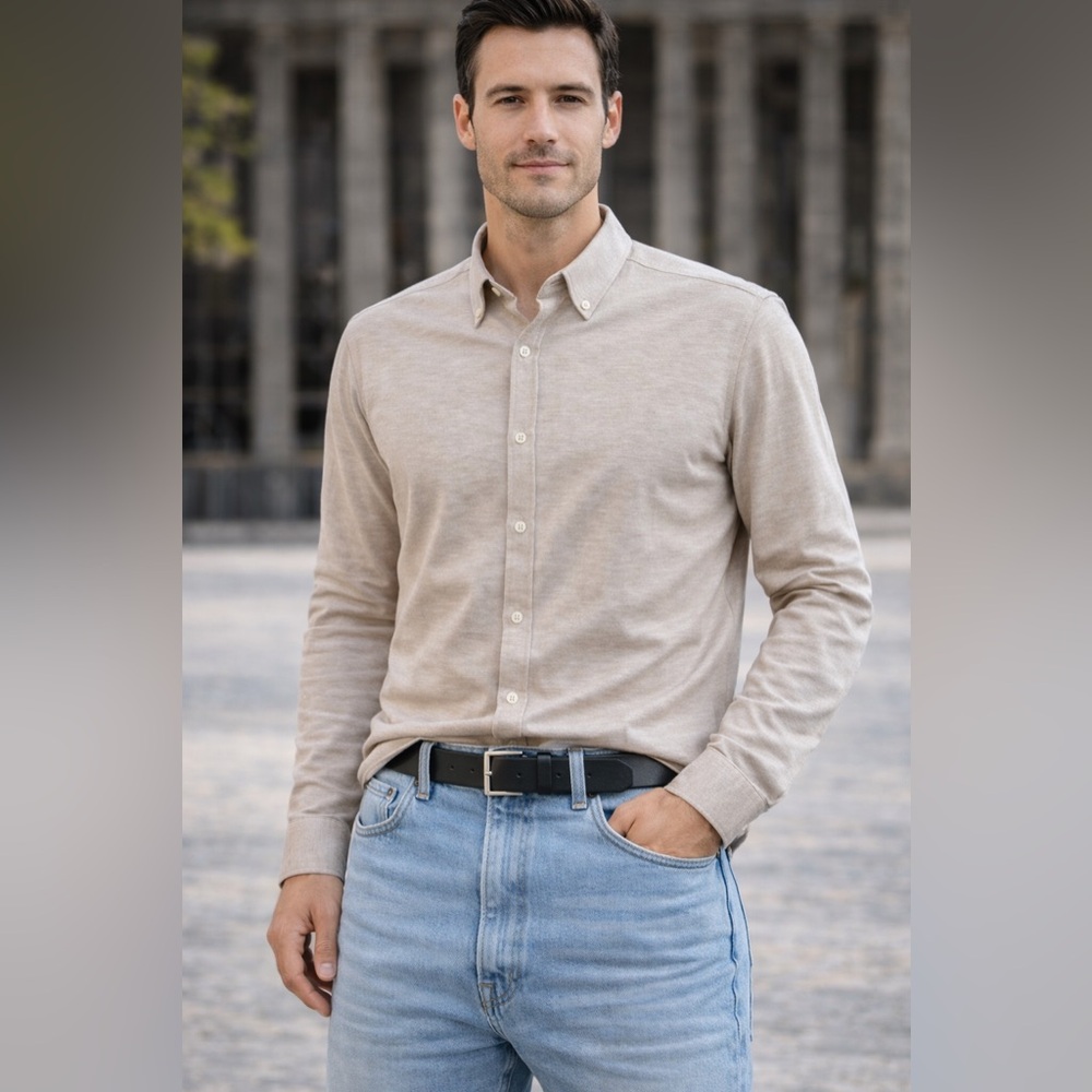 Lug Men's Light Tan Casual Button-Down Shirt